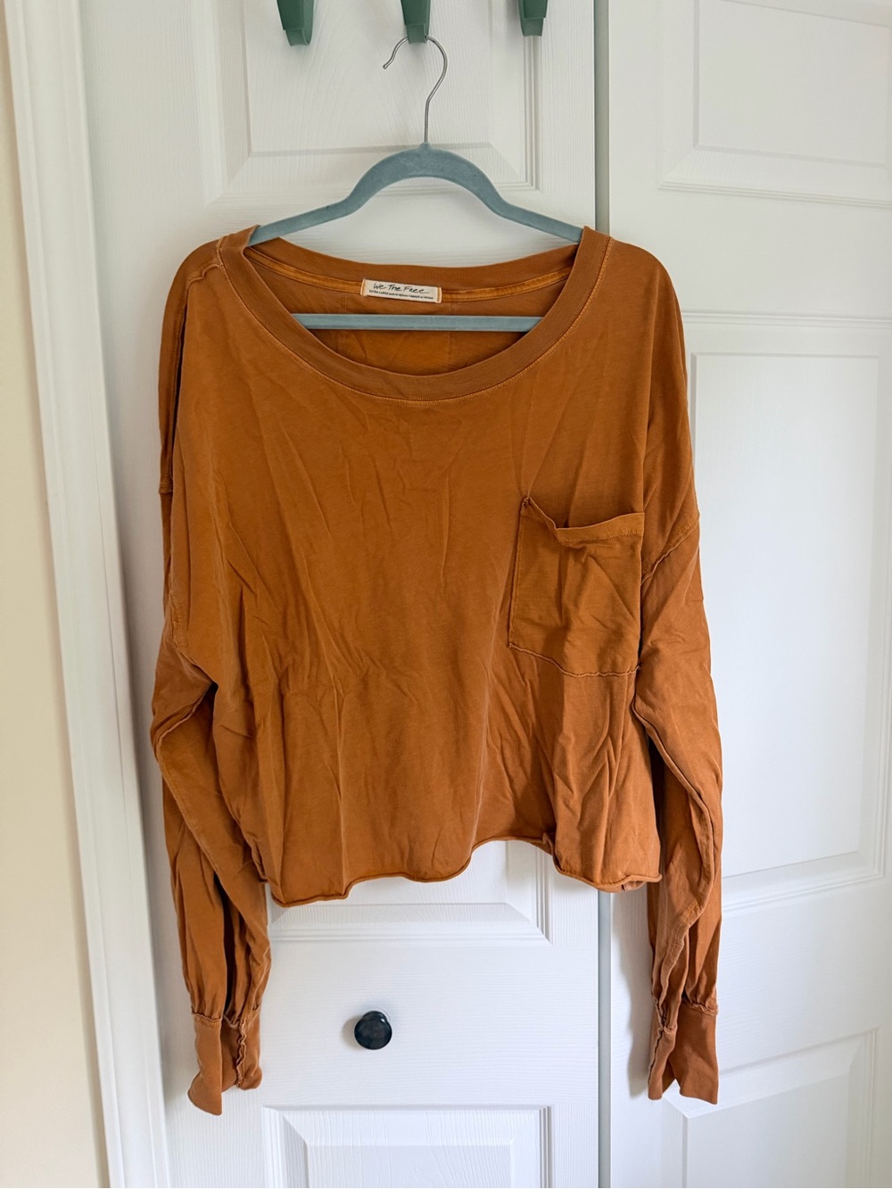Free People Rust Long-Sleeve Cropped Pocket Top - Women